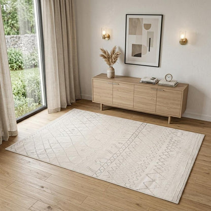 4' X 6' Gray and Beige Abstract Distressed Area Rug