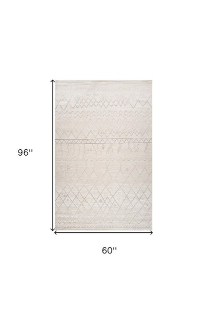 5' X 8' Gray and Beige Abstract Distressed Area Rug