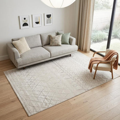 5' X 8' Gray and Beige Abstract Distressed Area Rug