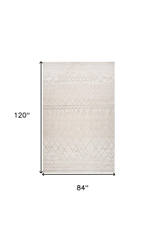 7' X 10' Gray and Beige Abstract Distressed Area Rug