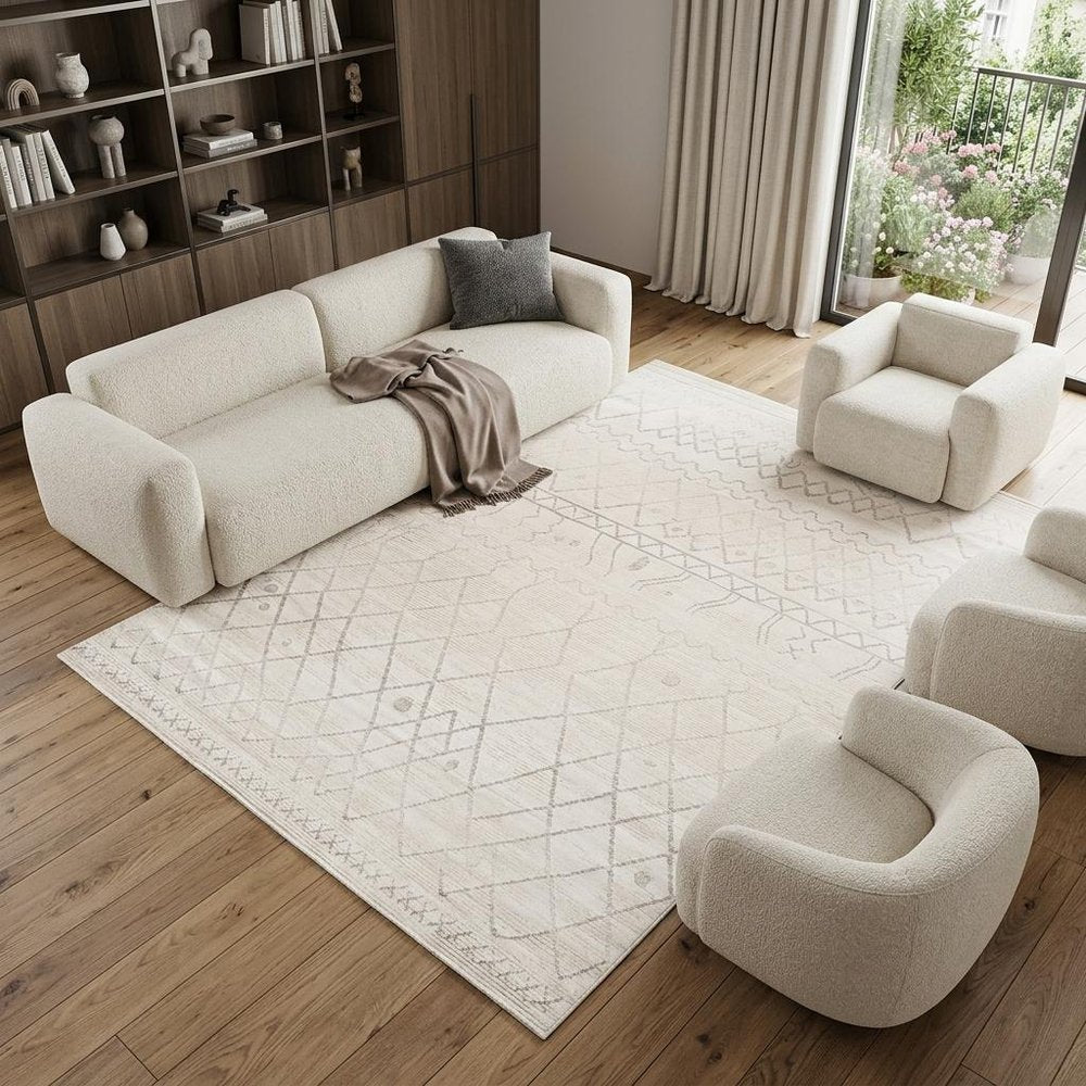 8' X 11' Gray and Beige Abstract Distressed Area Rug
