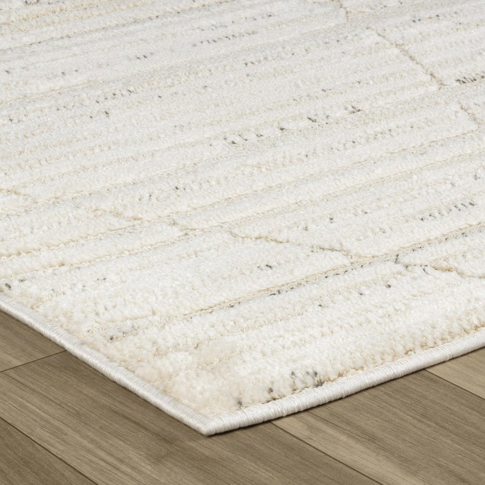 2' X 5' Gray and Beige Geometric Distressed Area Rug