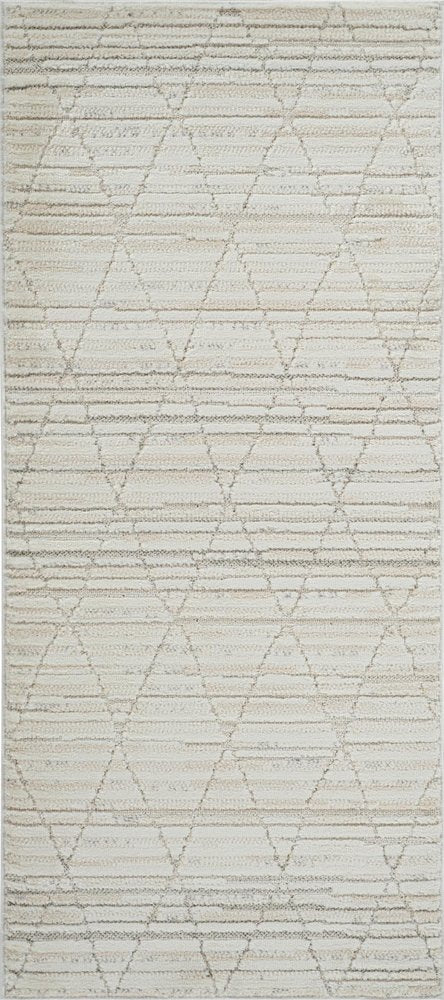 2' X 5' Gray and Beige Geometric Distressed Area Rug