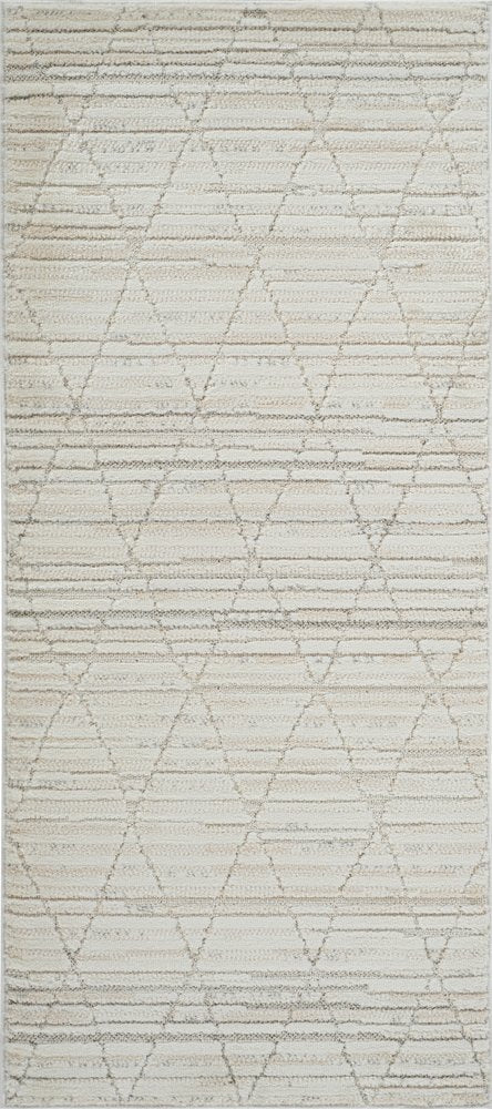 2' X 5' Gray and Beige Geometric Distressed Area Rug
