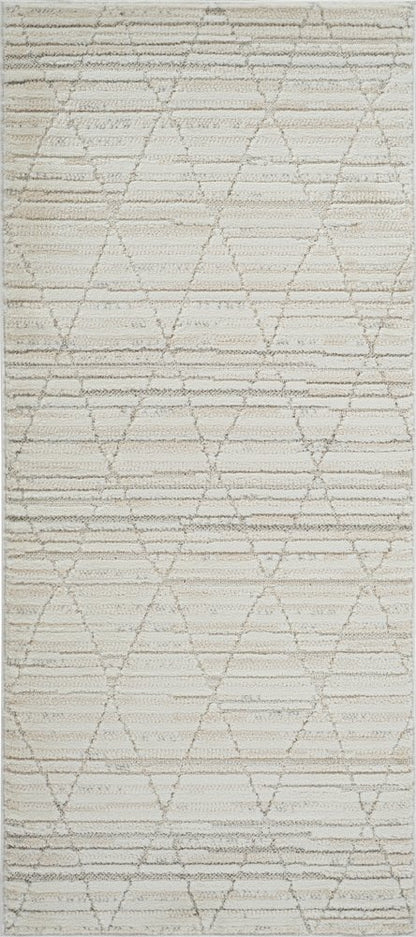 2' X 5' Gray and Beige Geometric Distressed Area Rug