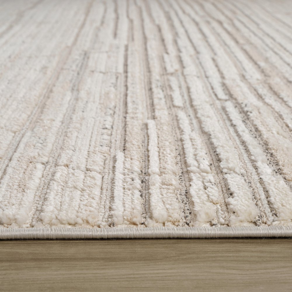 8' Gray And Beige Geometric Distressed Runner Rug