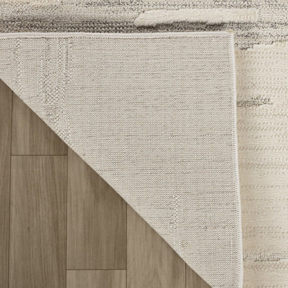2' X 5' Gray and Beige Geometric Distressed Area Rug