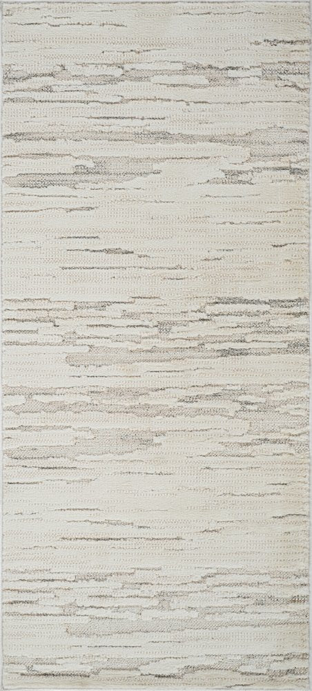 2' X 5' Gray and Beige Geometric Distressed Area Rug