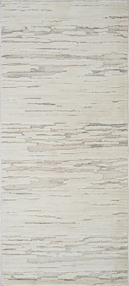 2' X 5' Gray and Beige Geometric Distressed Area Rug