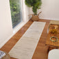 8' Gray And Beige Geometric Distressed Runner Rug