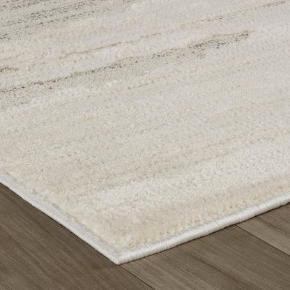 8' Gray And Beige Geometric Distressed Runner Rug