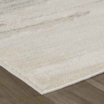 8' Gray And Beige Geometric Distressed Runner Rug