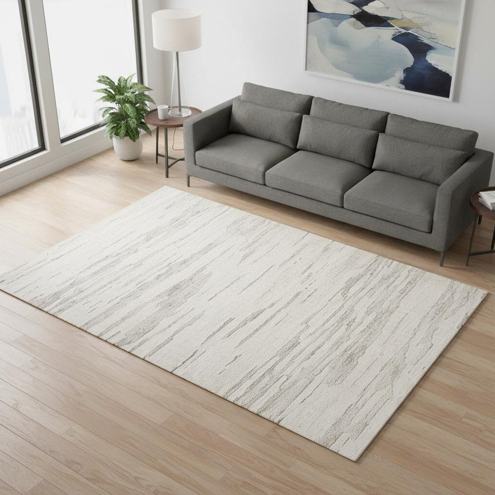 5' X 8' Gray and Beige Abstract Distressed Area Rug