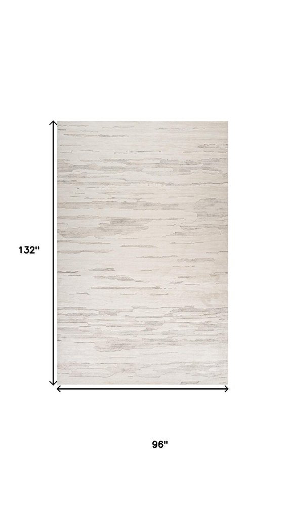 8' X 11' Gray and Beige Geometric Distressed Area Rug
