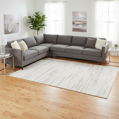 8' X 11' Gray and Beige Geometric Distressed Area Rug