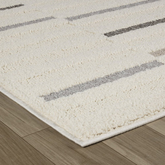 8' Gray And Cream Abstract Distressed Runner Rug