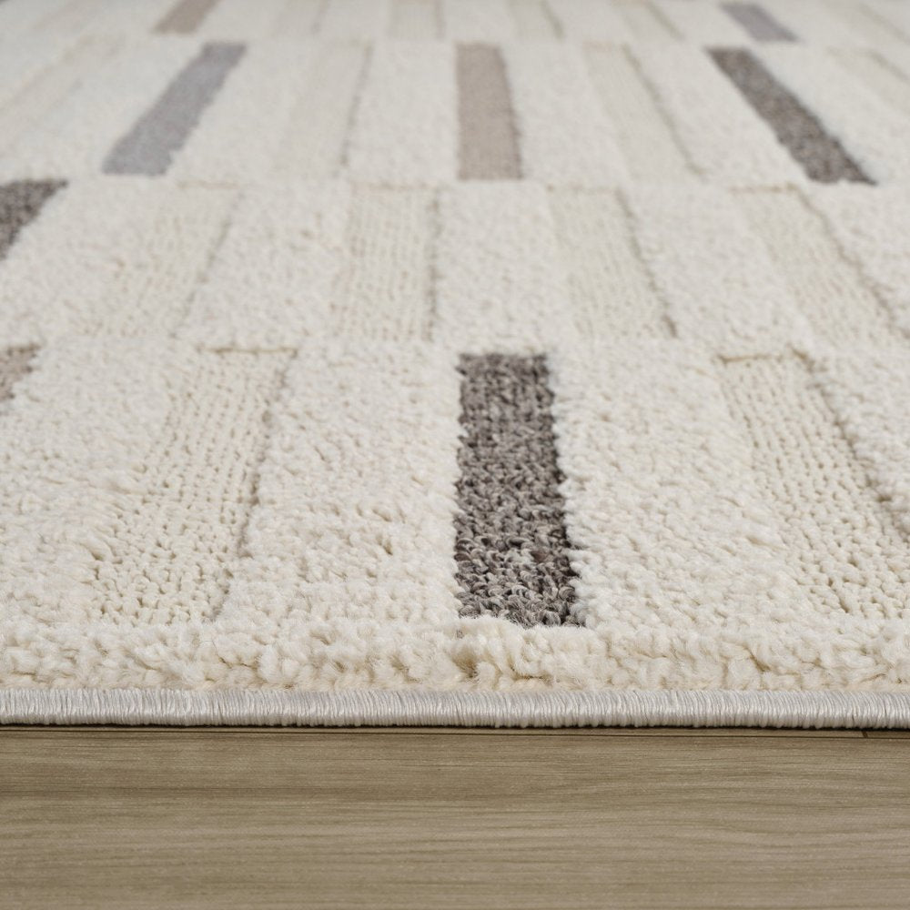 8' Gray And Cream Abstract Distressed Runner Rug