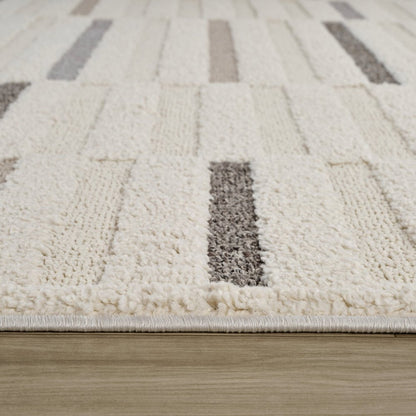 8' Gray And Cream Abstract Distressed Runner Rug