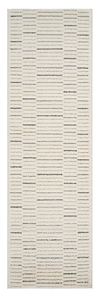 8' Gray And Cream Abstract Distressed Runner Rug