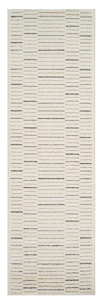 8' Gray And Cream Abstract Distressed Runner Rug