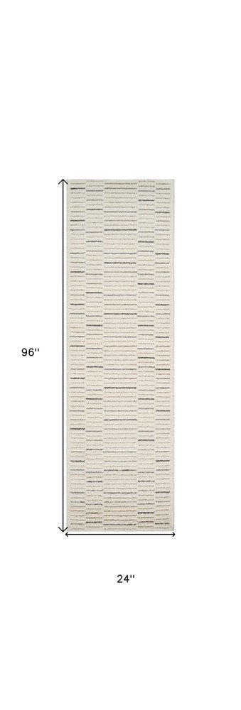 8' Gray And Cream Abstract Distressed Runner Rug