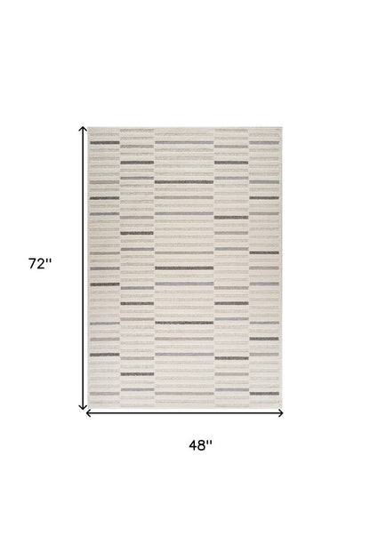 4' X 6' Gray and Cream Abstract Distressed Area Rug