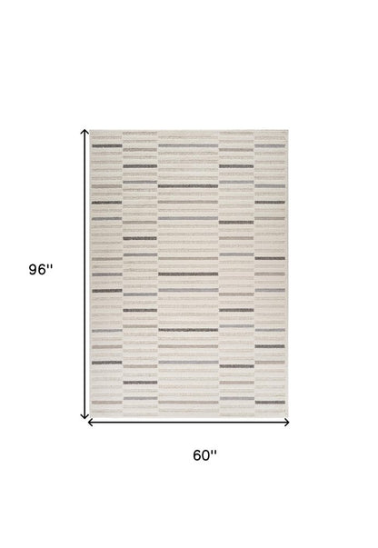 5' X 8' Gray and Cream Abstract Distressed Area Rug