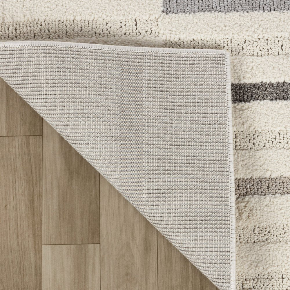 7' X 10' Gray and Cream Abstract Distressed Area Rug