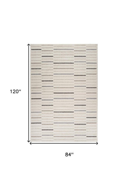 7' X 10' Gray and Cream Abstract Distressed Area Rug