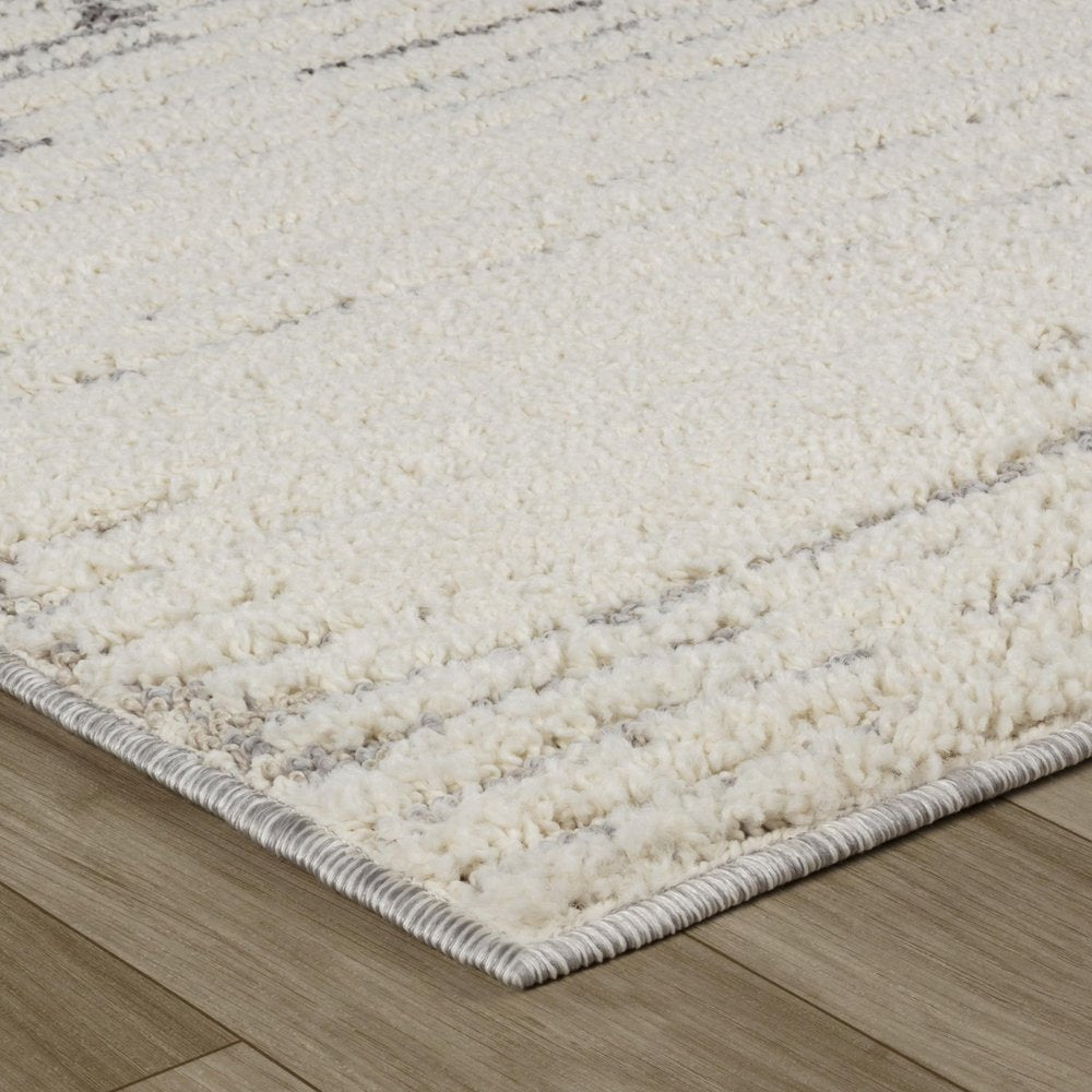 8' Gray And Cream Abstract Distressed Runner Rug