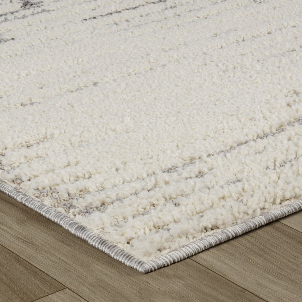 8' Gray And Cream Abstract Distressed Runner Rug