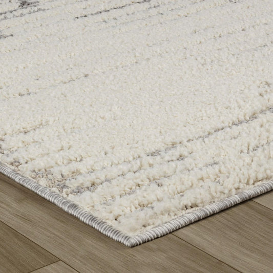 8' Gray And Cream Abstract Distressed Runner Rug