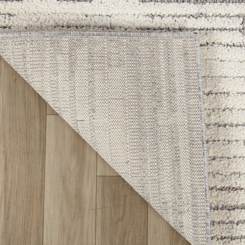 8' Gray And Cream Abstract Distressed Runner Rug