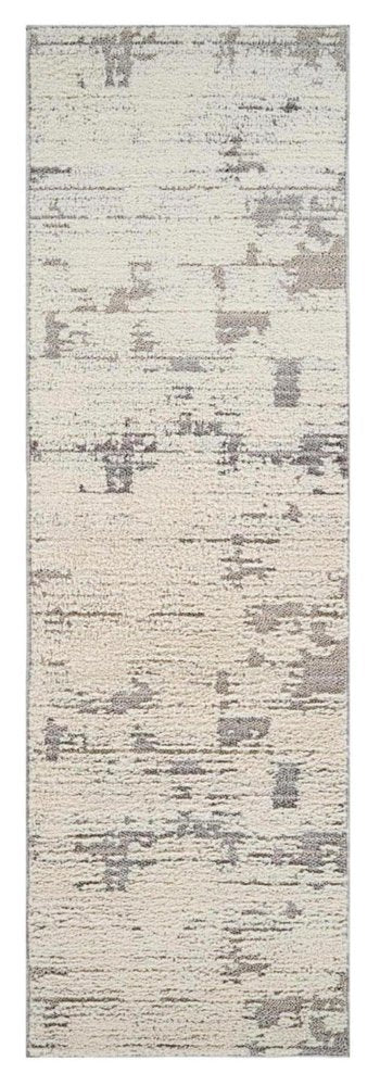 8' Gray And Cream Abstract Distressed Runner Rug