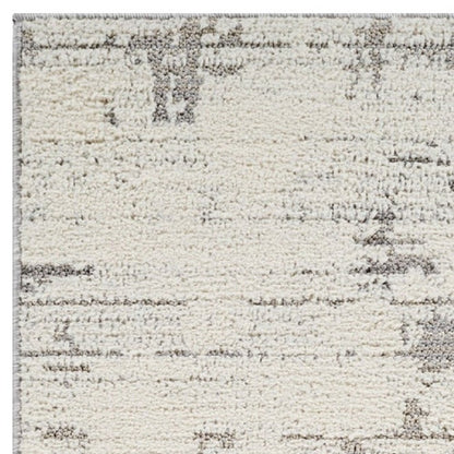 8' Gray And Cream Abstract Distressed Runner Rug