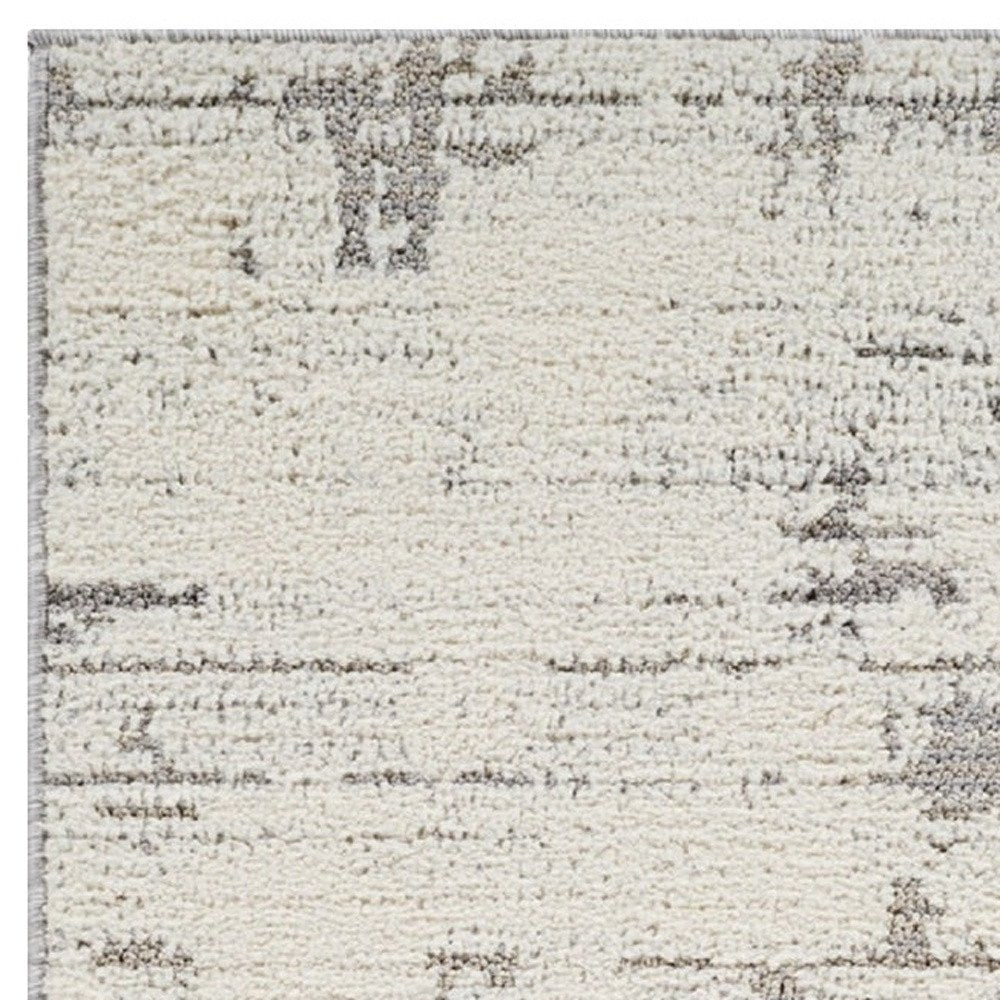 8' Gray And Cream Abstract Distressed Runner Rug