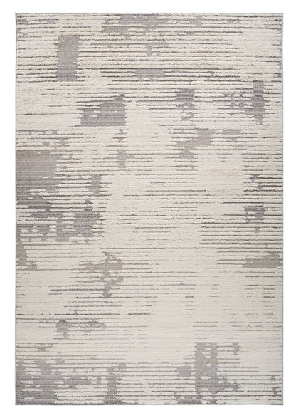 4' X 6' Gray and Cream Abstract Distressed Area Rug
