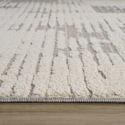 5' X 8' Gray and Cream Abstract Distressed Area Rug