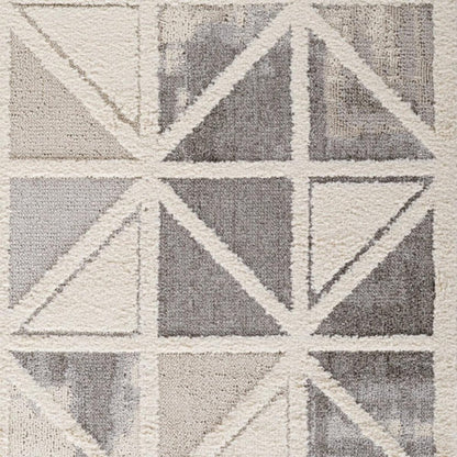 4' X 6' Gray and Cream Geometric Distressed Area Rug