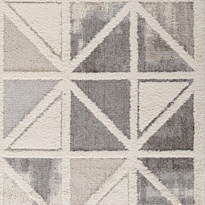 5' X 8' Gray and Cream Geometric Distressed Area Rug