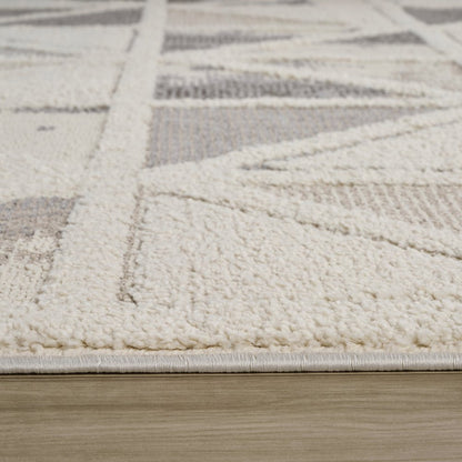 8' X 11' Gray and Cream Geometric Distressed Area Rug
