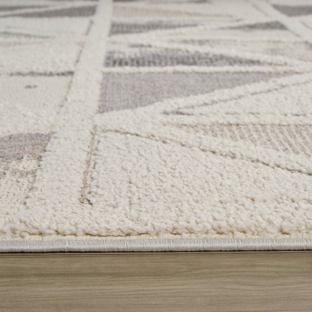 8' X 11' Gray and Cream Geometric Distressed Area Rug