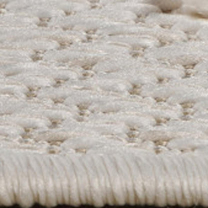 5' X 8' Cream and Beige Geometric Distressed Area Rug