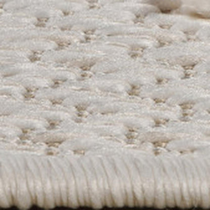 5' X 8' Cream and Beige Geometric Distressed Area Rug