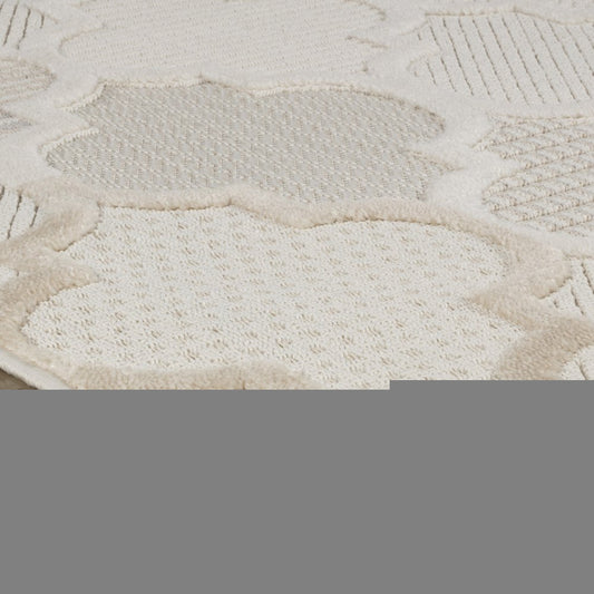 8' X 11' Cream and Beige Geometric Distressed Area Rug