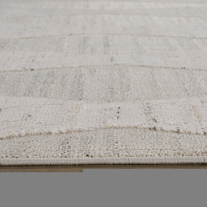 8' Cream and Beige Geometric Distressed Runner Rug