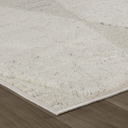 4' X 6' Cream and Beige Geometric Distressed Area Rug
