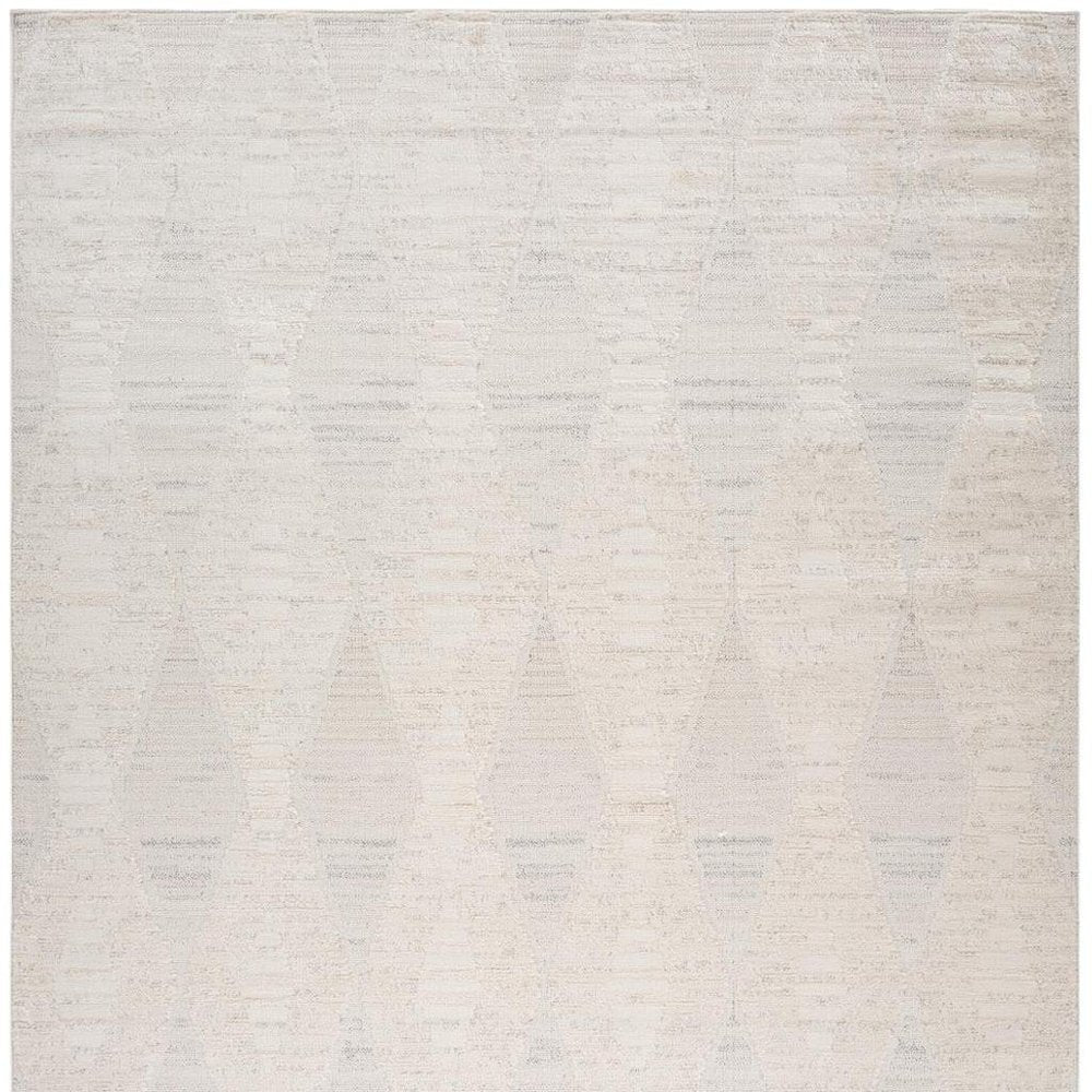 4' X 6' Cream and Beige Geometric Distressed Area Rug