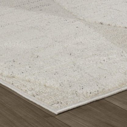 5' X 8' Cream and Beige Geometric Distressed Area Rug