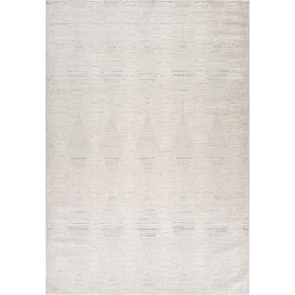 5' X 8' Cream and Beige Geometric Distressed Area Rug